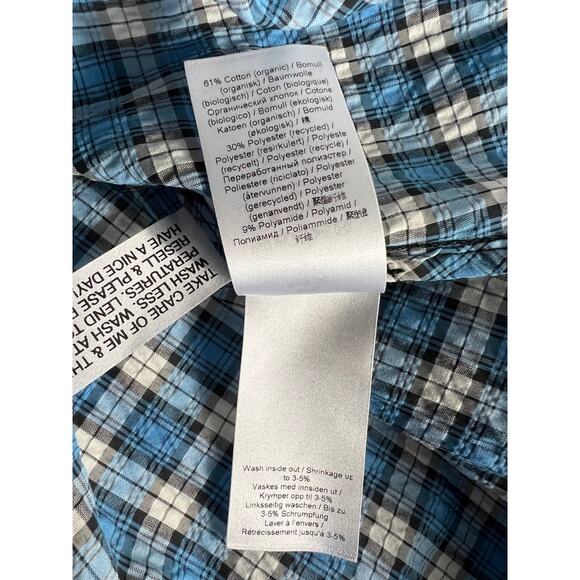 NWT Ganni Shirred Checked Cotton-blend Seersucker Midi Dress Blue DE 42 US 12 - Picture 9 of 10